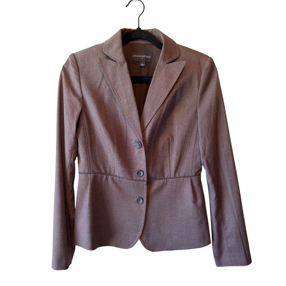 Banana Republic Womens Brown Textured‎ 3-Button Peplum Blazer Jacket Size 2